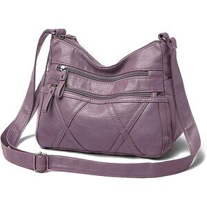 New Small Crossbody Bag for Women, Vegan Leather Shoulder Purse - Purple